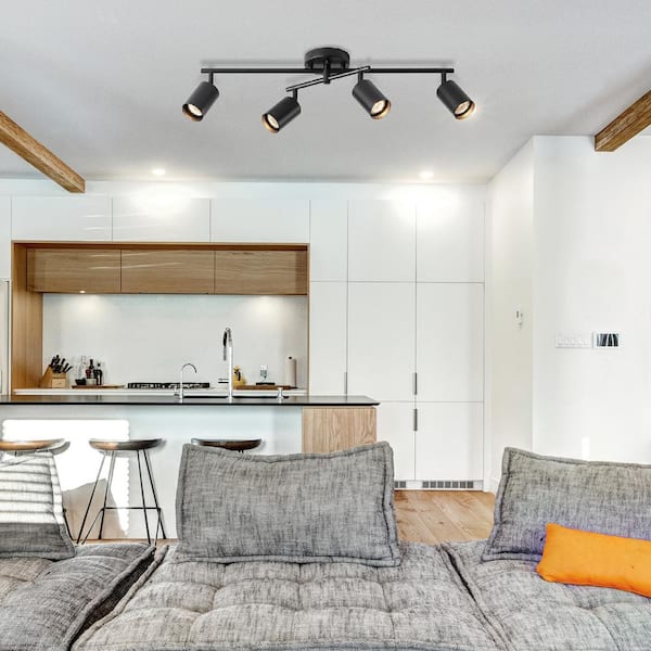 Miller 2.16 ft. 4-Light Matte Black Fixed Track Lighting Kit