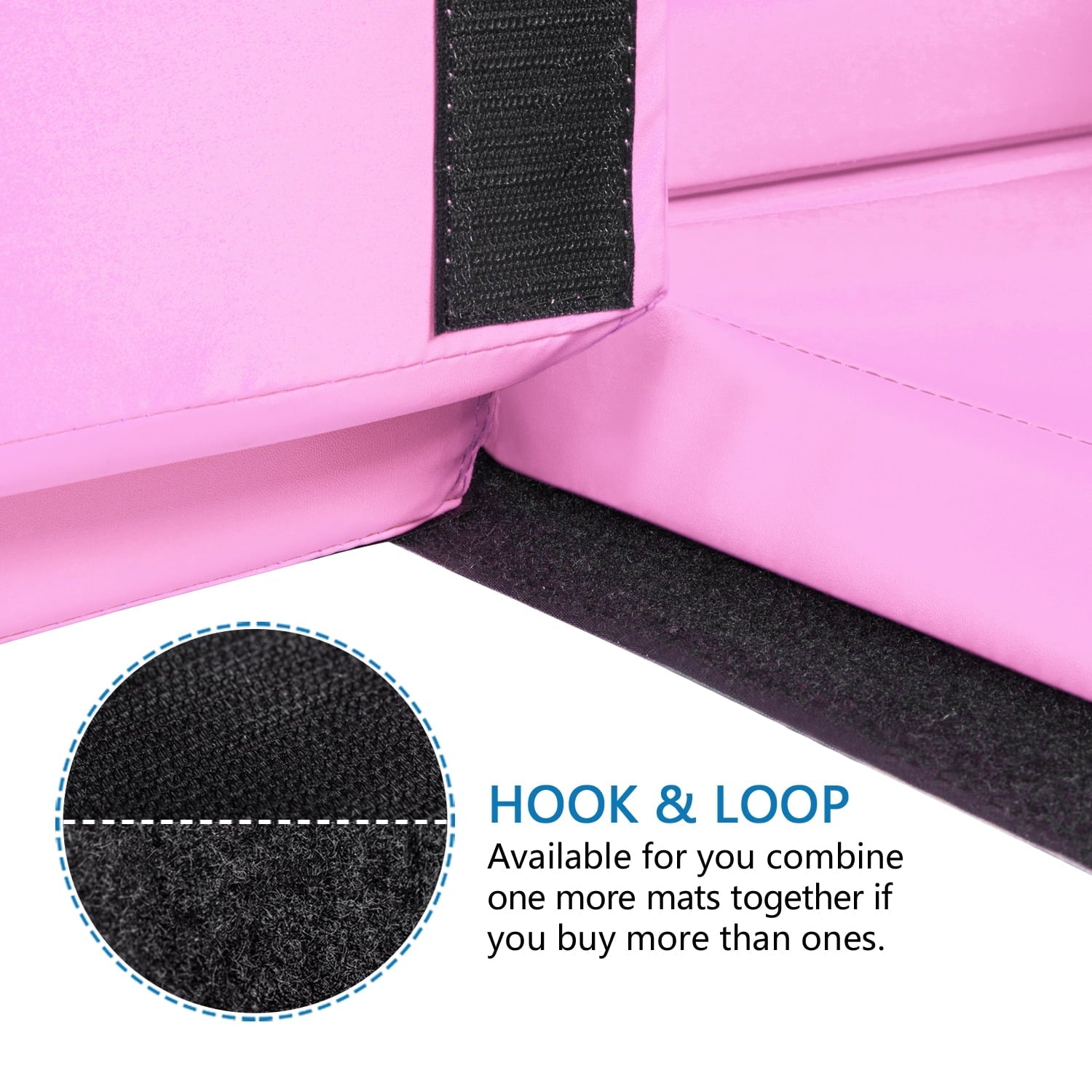 Matladin 8' Folding Gymnastics Gym Exercise Aerobics Mat, 8ft x 2ft x 2in PU Leather Tumbling Mats (Pink)