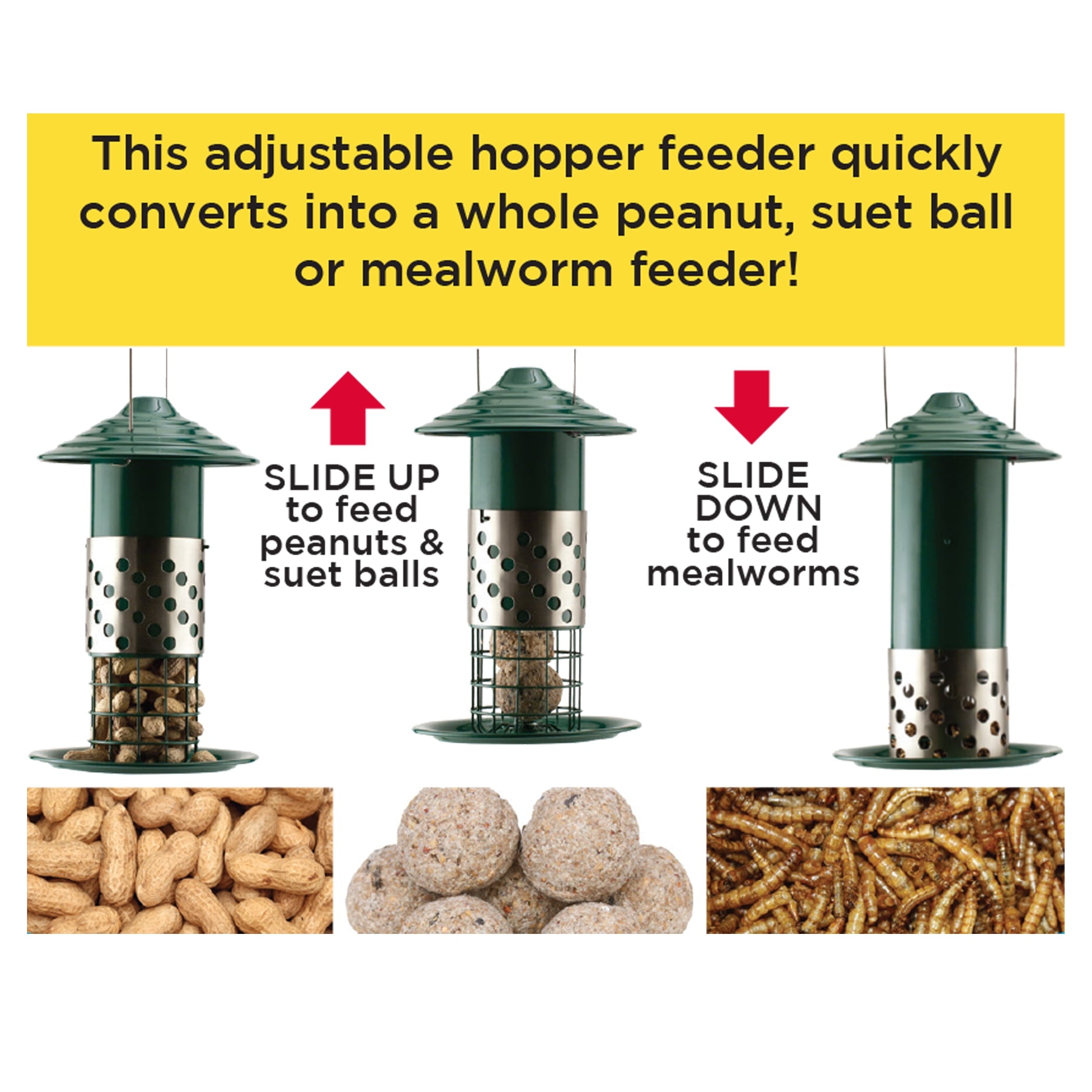 Panacea Products Metal Wild Bird  Tube Feeder, Green-1 lb Capacity