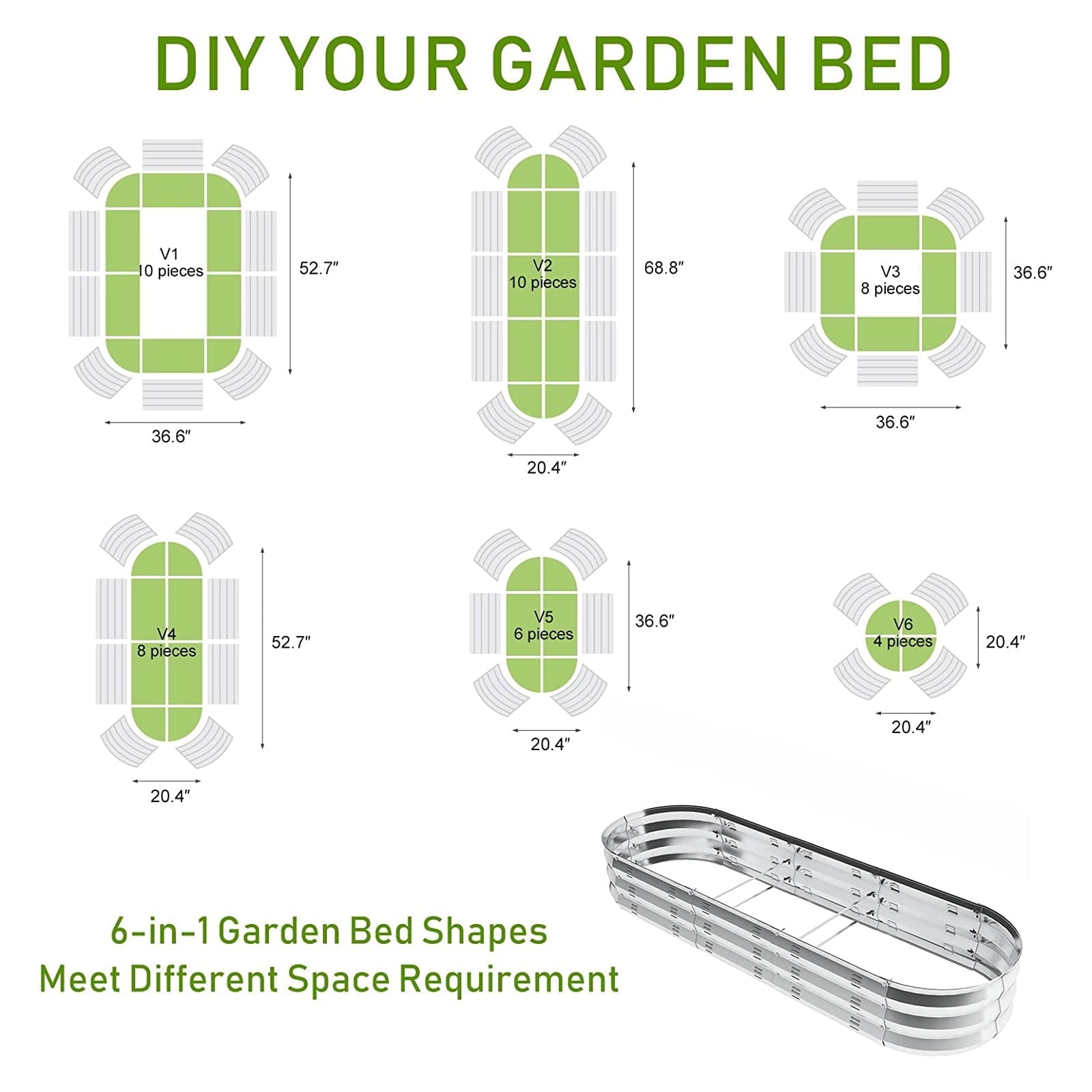 Raised Garden Bed Galvanized Metal Planter Box, 67