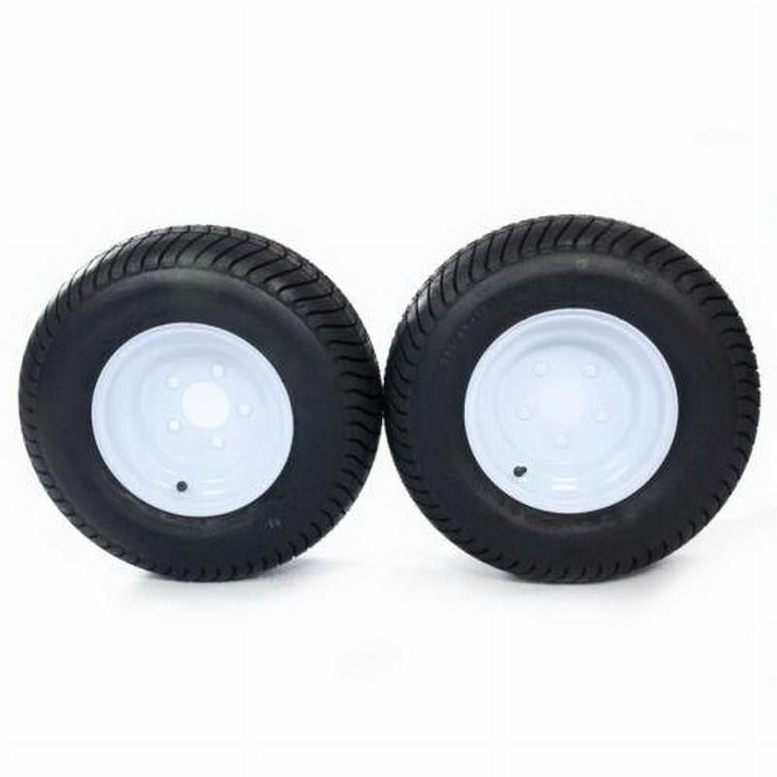 Ktaxon 2* 20.5x8.0-10 LRC Bias Trailer Tires on 5 Lug White Wheels 205/65-10