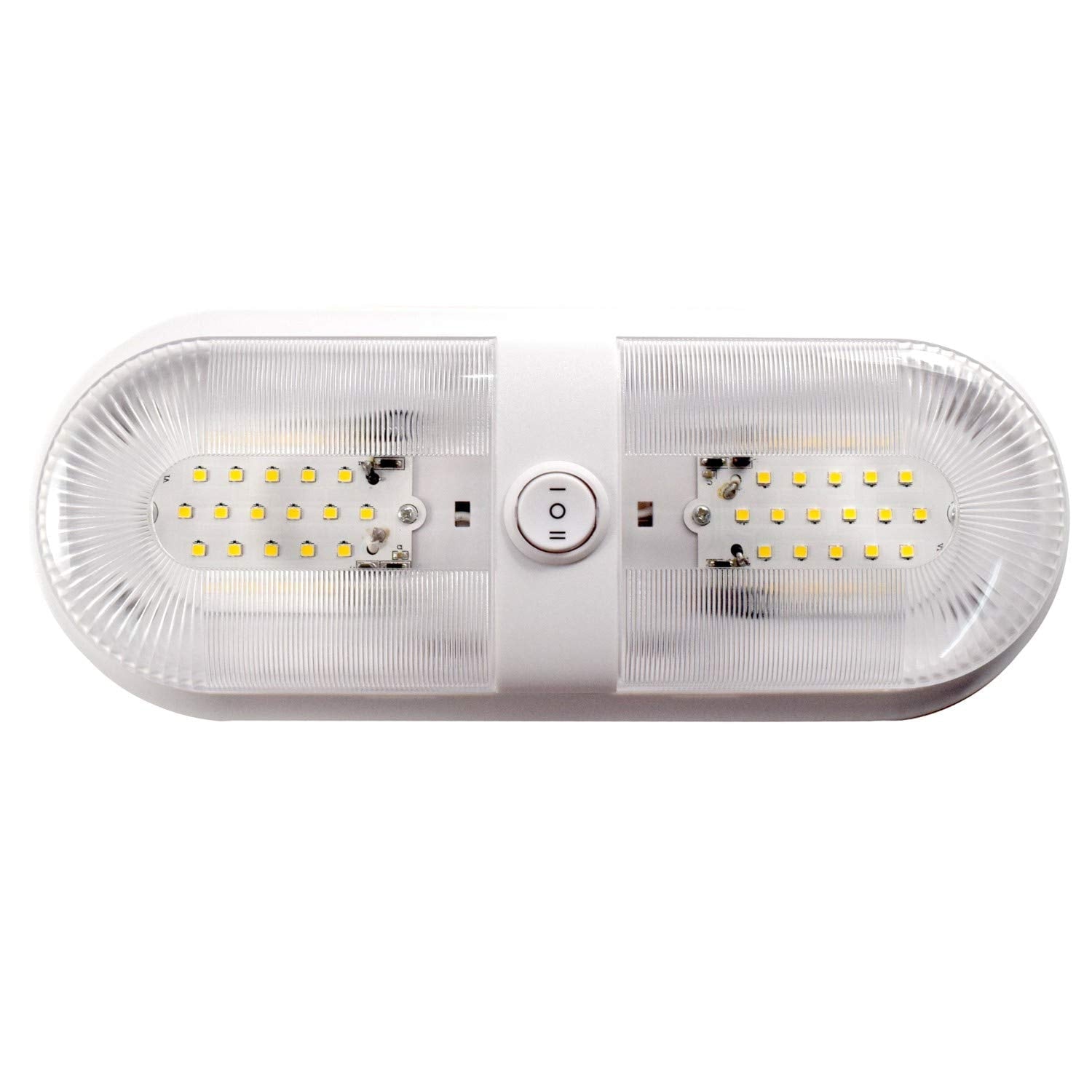 HQRP 2-Pack RV LED Ceiling Double Dome 12V-24V 560 Lumen Interior Indoor Lights Replacement Trailer Camper Boat Marine Motorhome Lighting Fixtures with ON/OFF Switch