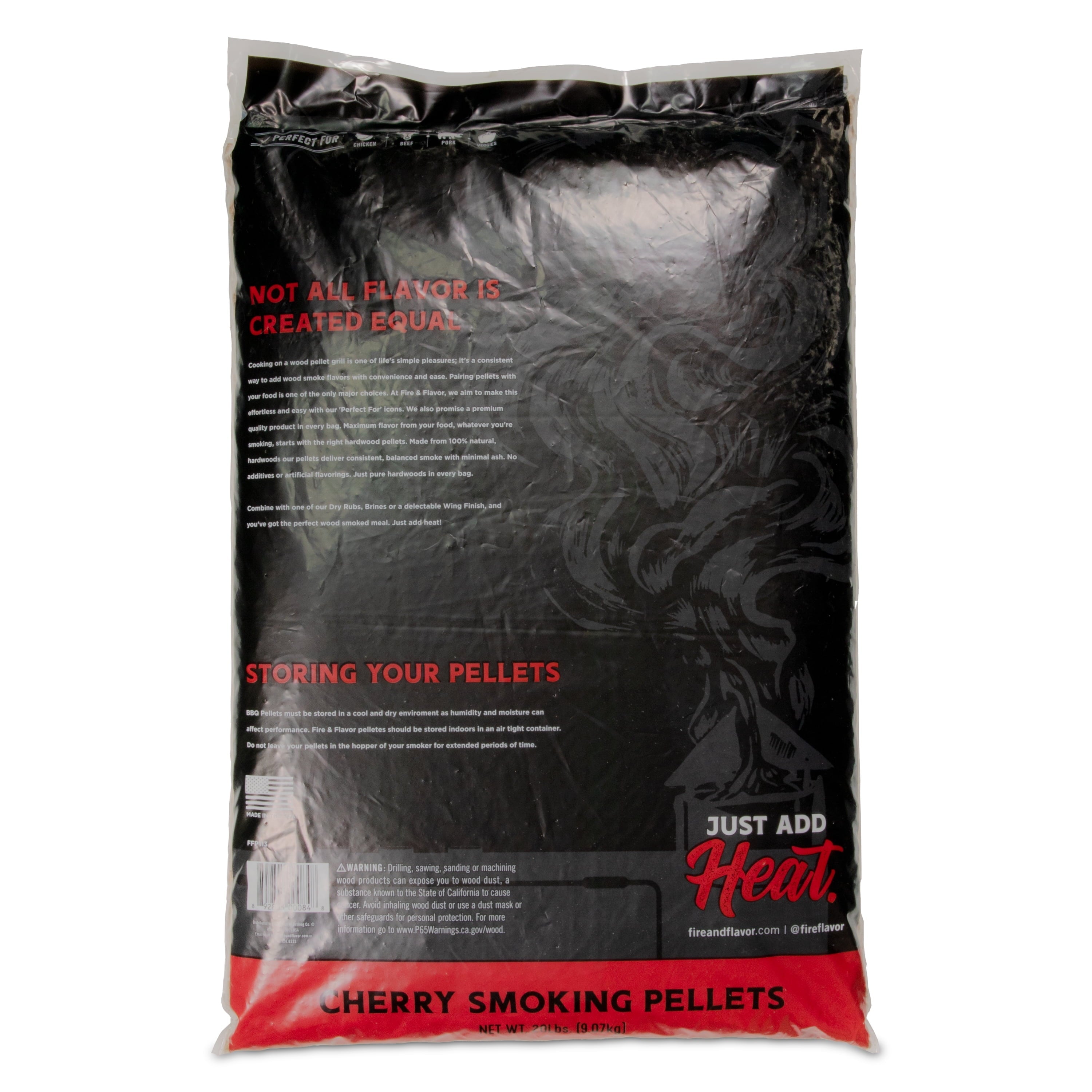 Fire & Flavor Cherry 100% All-Natural Wood Pellets for Smokers and Pellet Grills, BBQ, Bake, Roast, and Grill, 20 lb. Bag