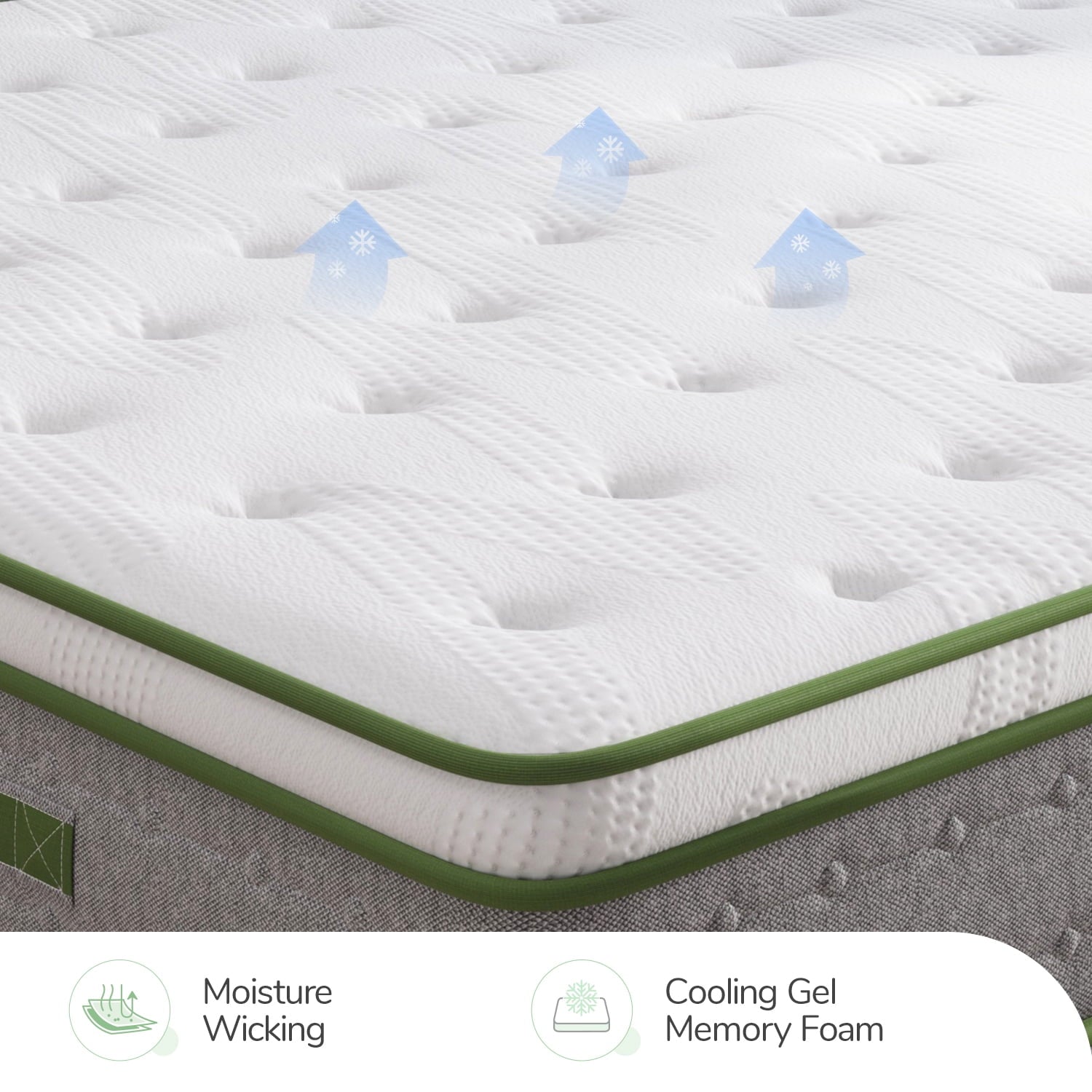 10'' Pocket Spring Hybrid Mattress in a Box for Cool Sleep, Queen Size Mattress