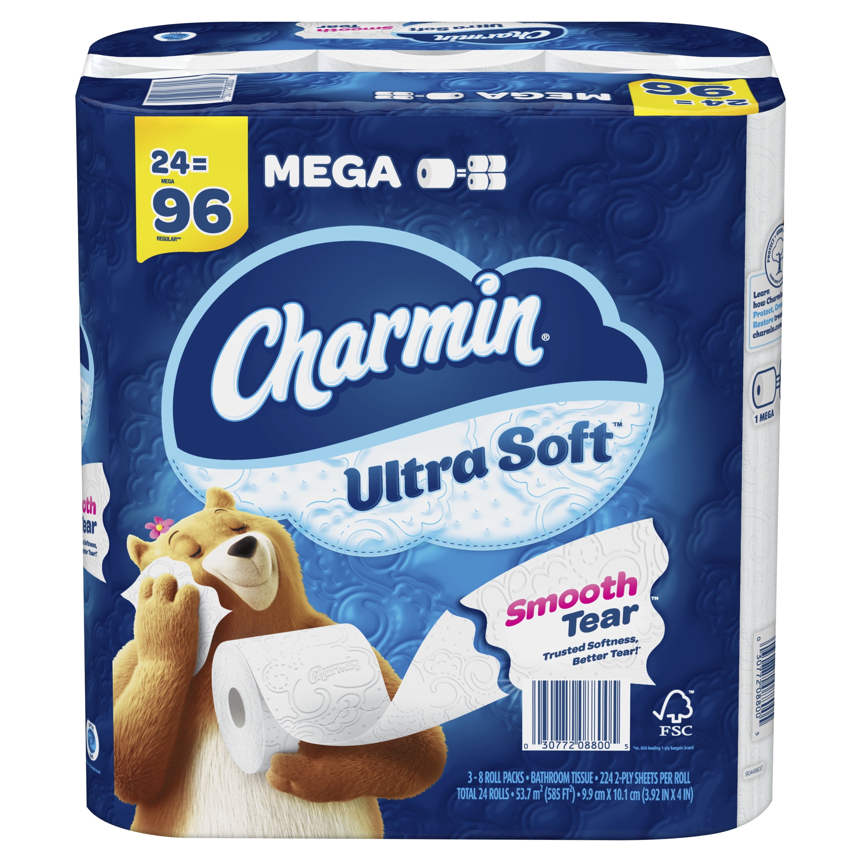 Charmin Ultra Soft Toilet Paper 24 Mega Rolls, 224 Sheets per Roll