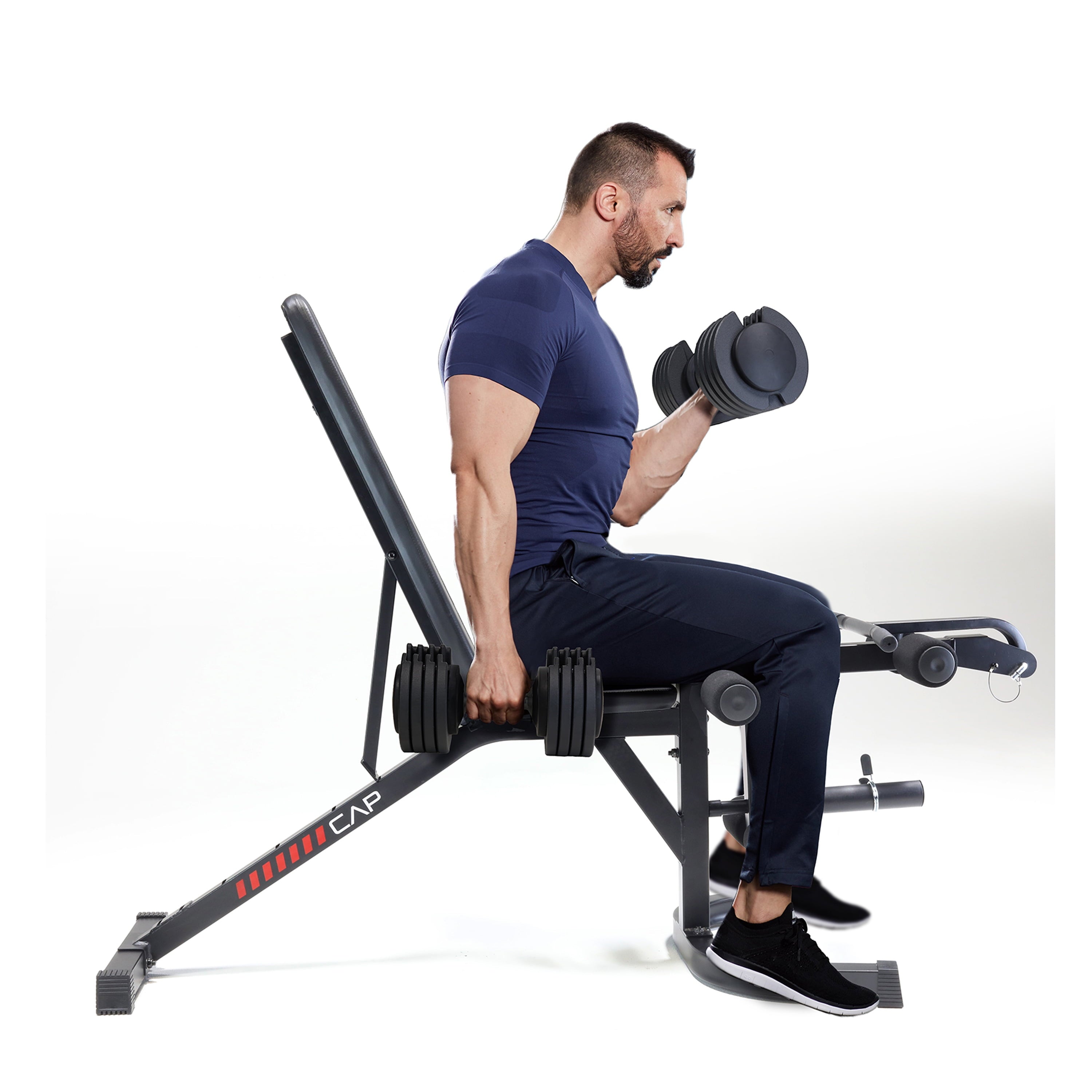 CAP Deluxe Adjustable Utility Weight Bench with Preacher Curl and Leg Press Attachment
