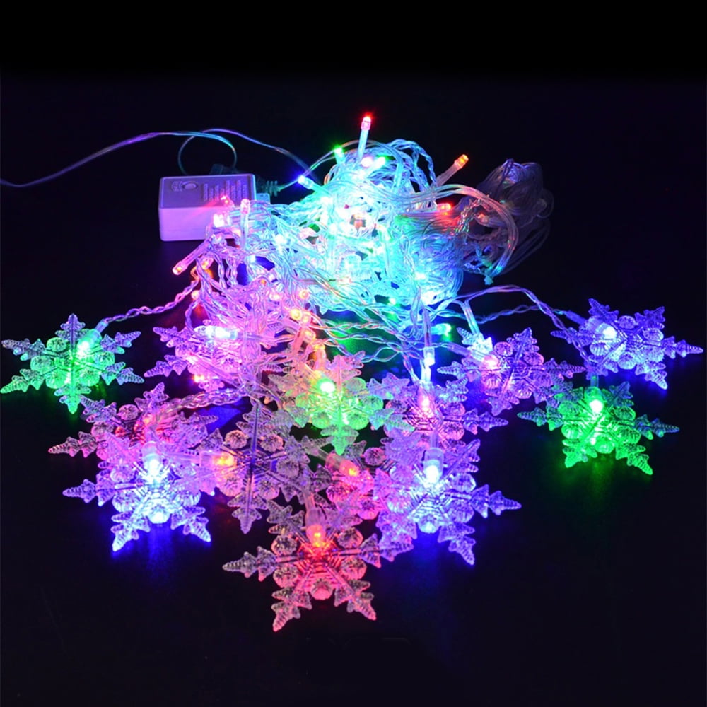 MeAddHome Outdoor Christmas Big Snowflake LED Curtain String lights Memory 8 Modes Flashing Lights Waterproof Holiday Party Connectable Wave Fairy Li