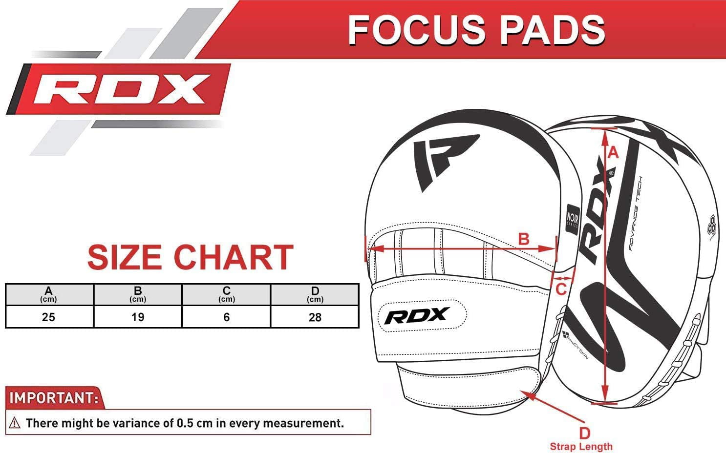 RDX Boxing Pads Focus Mitts, Punching Target  Leather Training Pads, Black