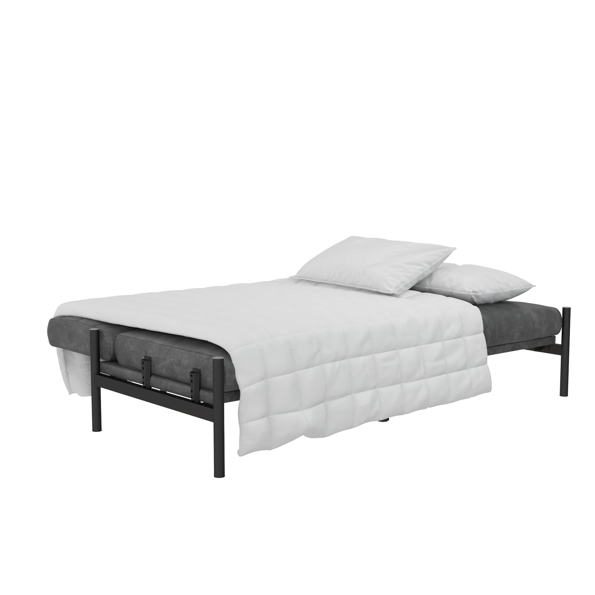 DHP Sadie Futon Sofa Bed and Couch Sleeper, Distressed Charcoal Black Faux Leather