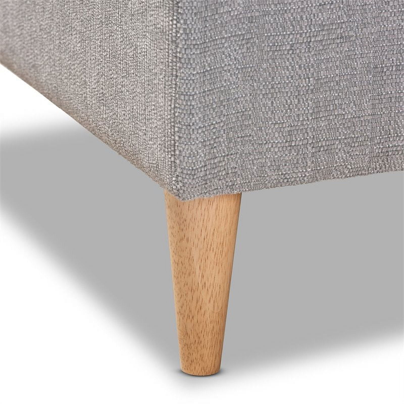 Bowery Hill Grey Upholstered Oak Finished Chaise Lounge