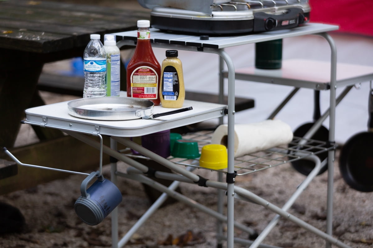 Trail Camp Kitchen Cooking Stand with Three Table Tops