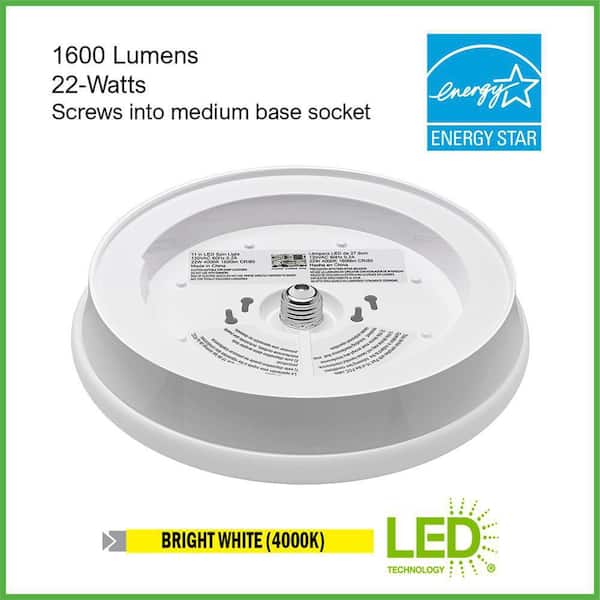 Spin Light 11 in. LED Flush Mount Ceiling Light High Output 1600 Lumens 22-Watt 4000K Bright White (4-Pack)
