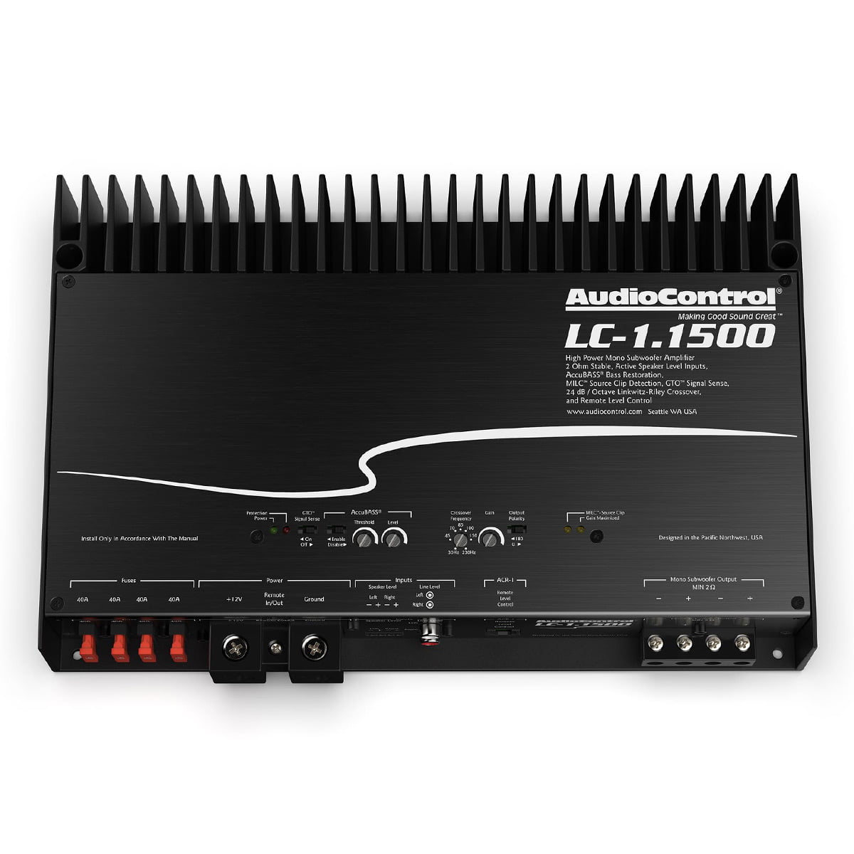 AudioControl LC-1.1500 High-Power Mono Subwoofer Amplifier with Accubass