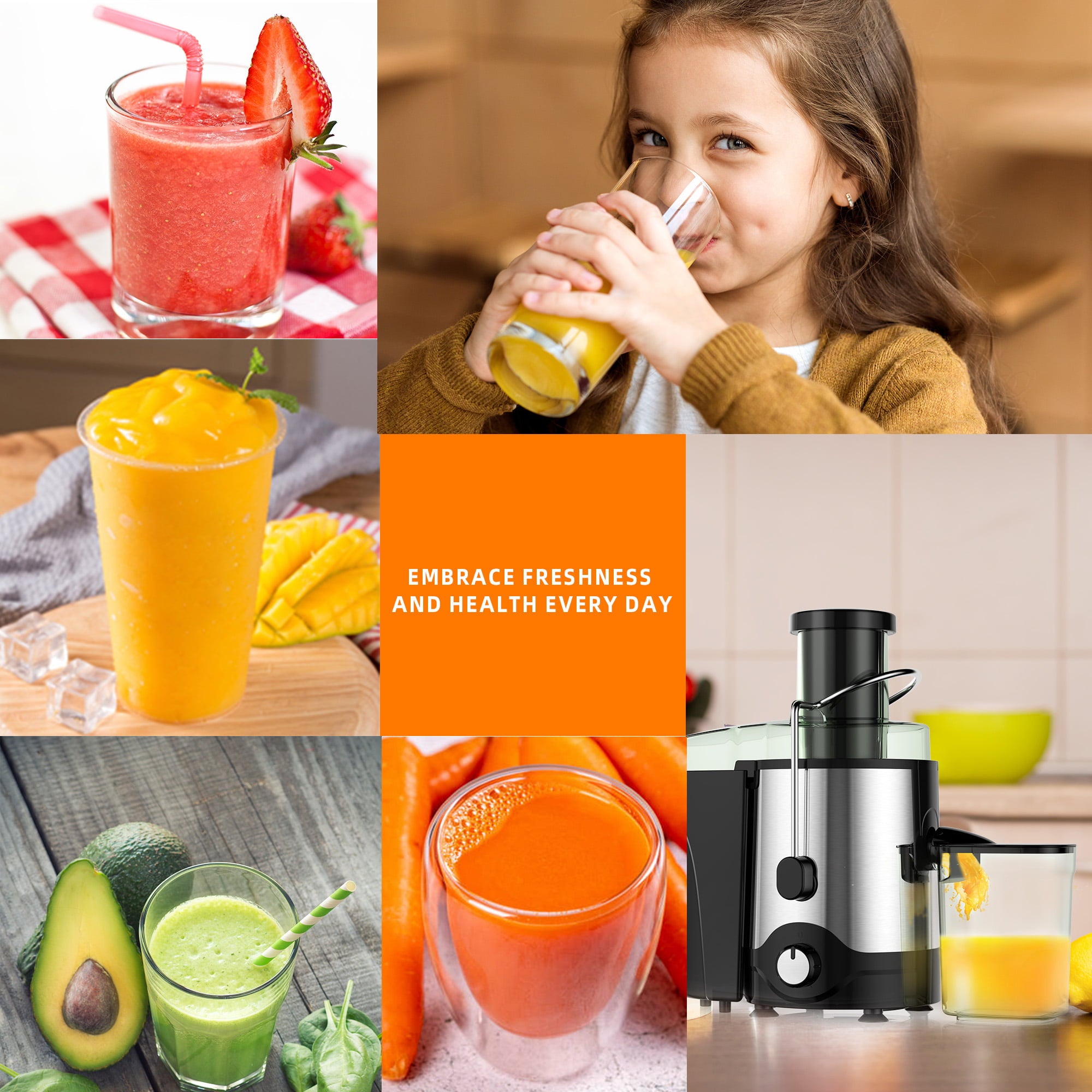 VAVSEA Juicer Machine 600W, Juice Extractor, Anti-Drip Press Centrifugal Juicer with Big Mouth 3