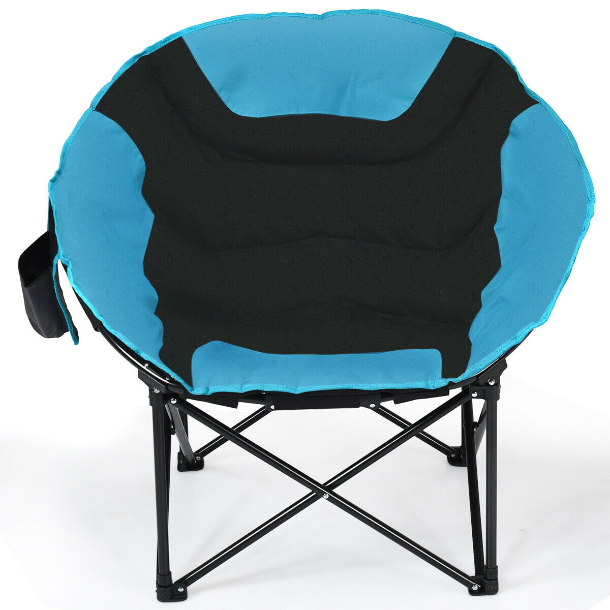 Gymax Moon Saucer Steel Camping Chair Folding Padded Seat w/ Carry Bag
