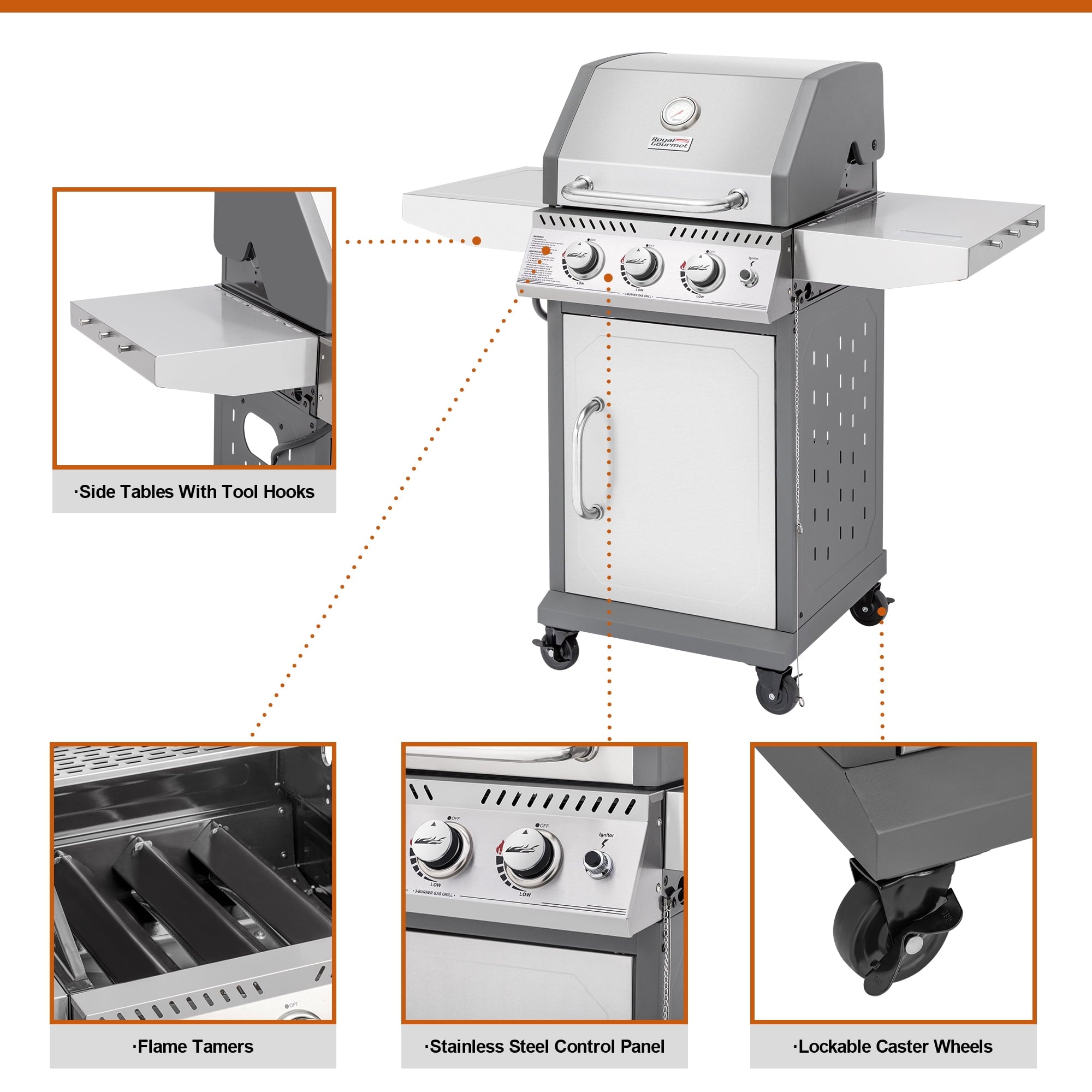 Royal Gourmet GG3001S 3-Burner Propane Gas Grill