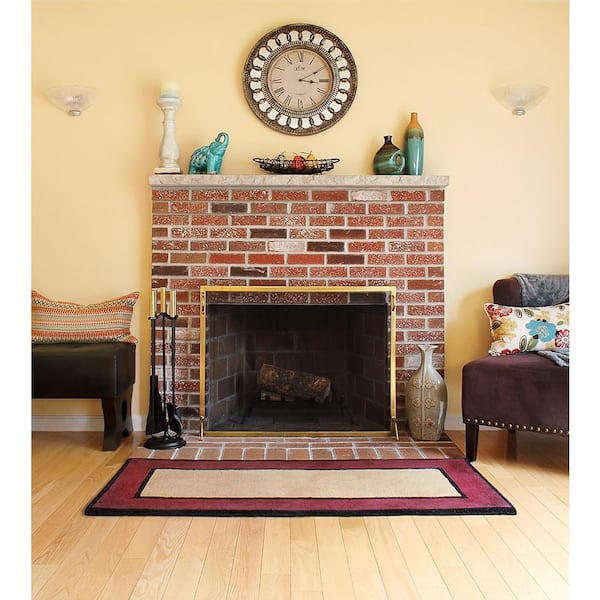 38 in. L Polished Brass 1-Panel Montreal Modern Flat Fireplace Screen