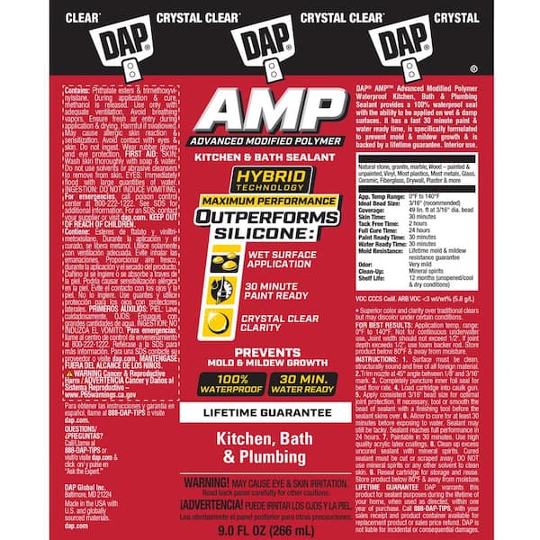 AMP Advanced Modified 9 oz. Crystal Clear Polymer Kitchen and Bathroom Sealant (12-Pack)