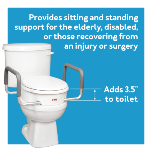 Raised Toilet Seat with Handles, Standard Elongated Toilets