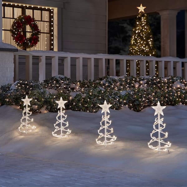 18 in. Warm White Spiral Tree LED Pathway Lights (Set of 4)