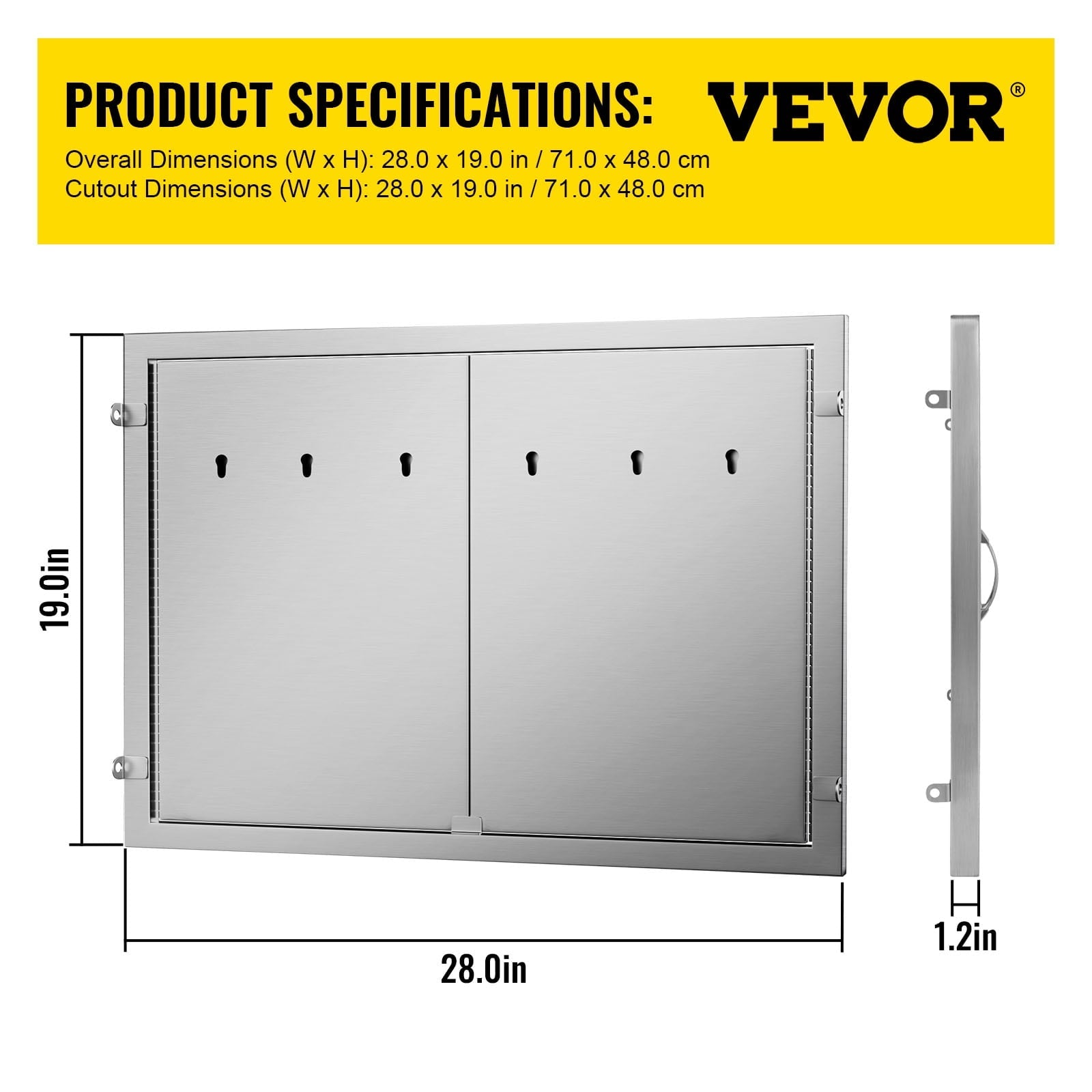 BBQ Access Door 28W X 19H inch, Double BBQ Door Stainless Steel, Outdoor Kitchen Doors for BBQ Island, Grill Station, Outside Cabinet