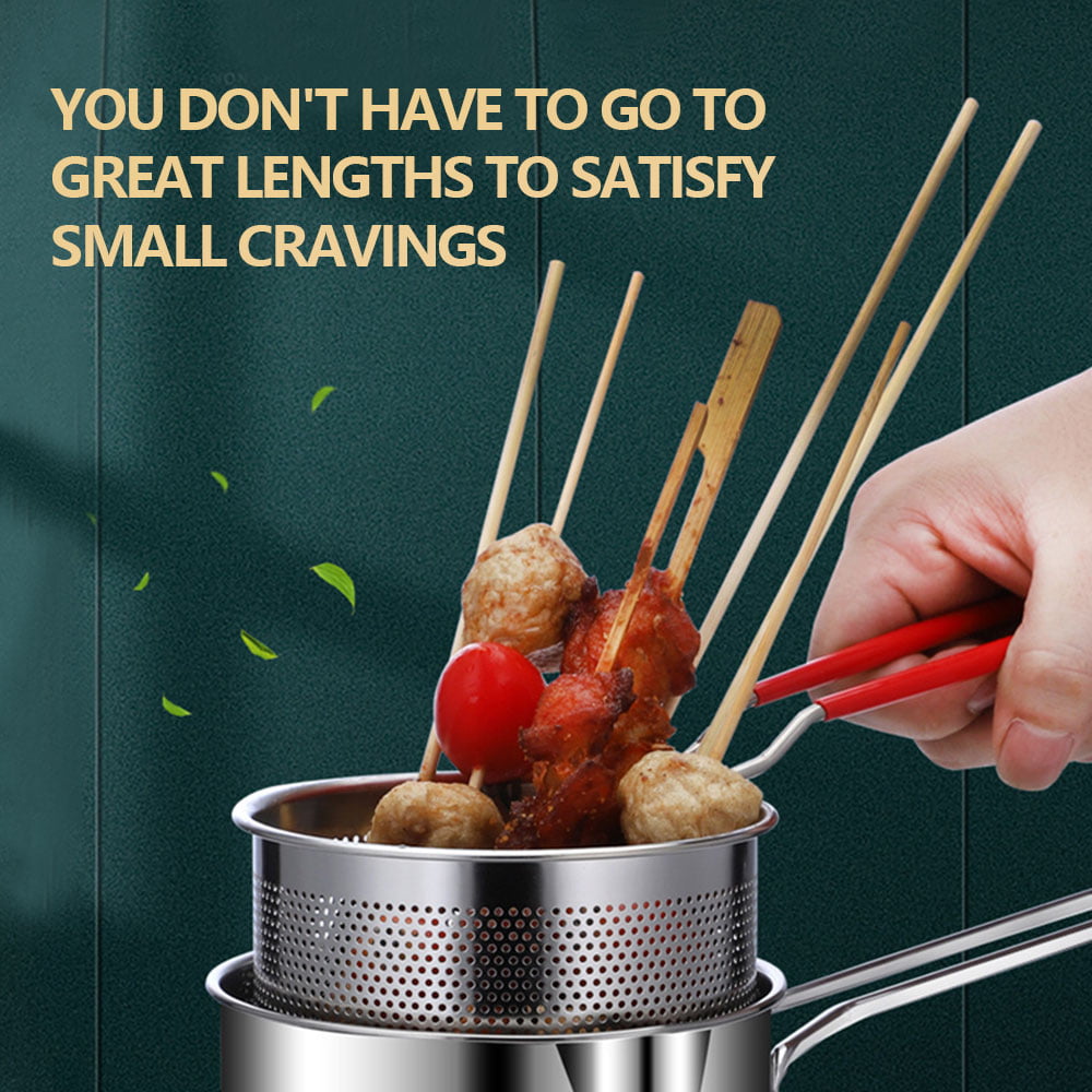 KKMOL Stainless Steel Deep Fryer Pot with Basket Fryer Pan Kitchen Frying Cooking Tool