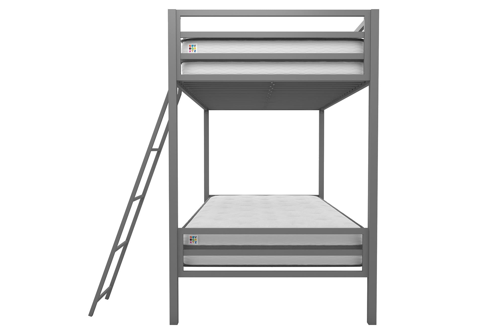 Teen Novogratz Charlie Twin-Over-Twin Metal Bunk Bed, Gray