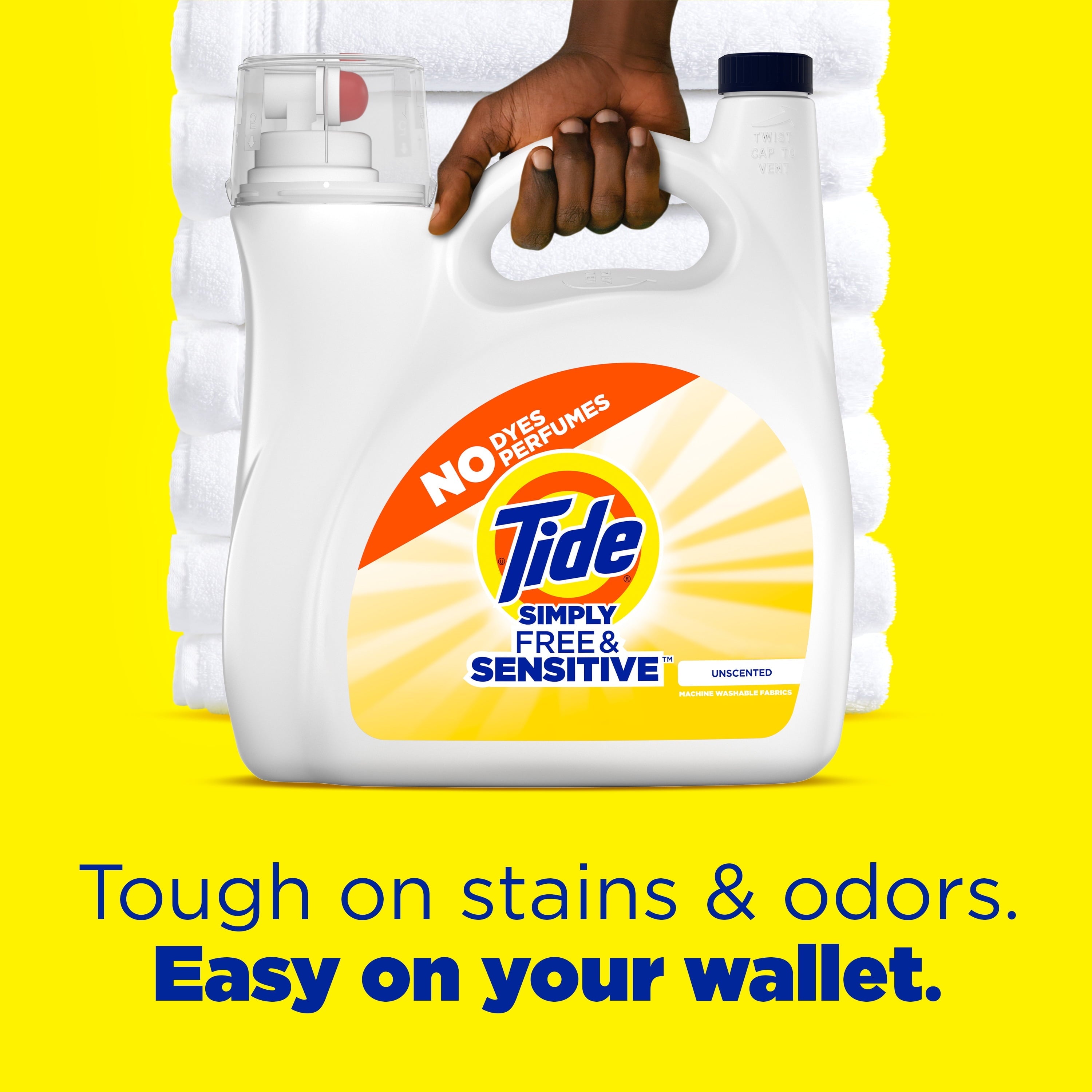 Tide Simply Liquid Laundry Detergent, Free & Sensitive, 128 fl oz, 89 Loads