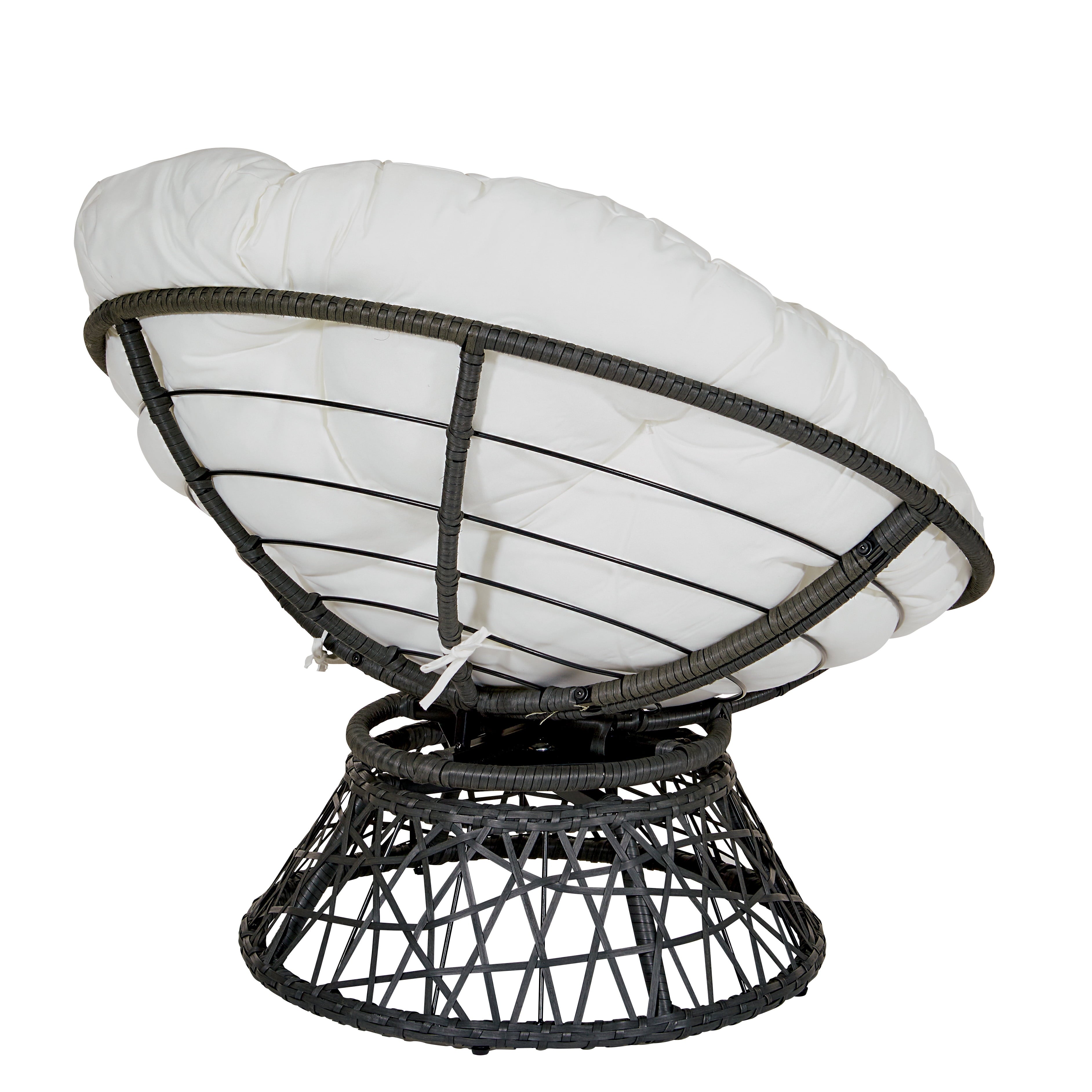 OSP Home Furnishings Papasan Chair with White cushion and Black Frame