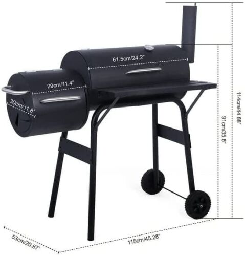 NEW 41" Charcoal Barrel Grill with Offset Smoker, Black - FREE SHIPPING