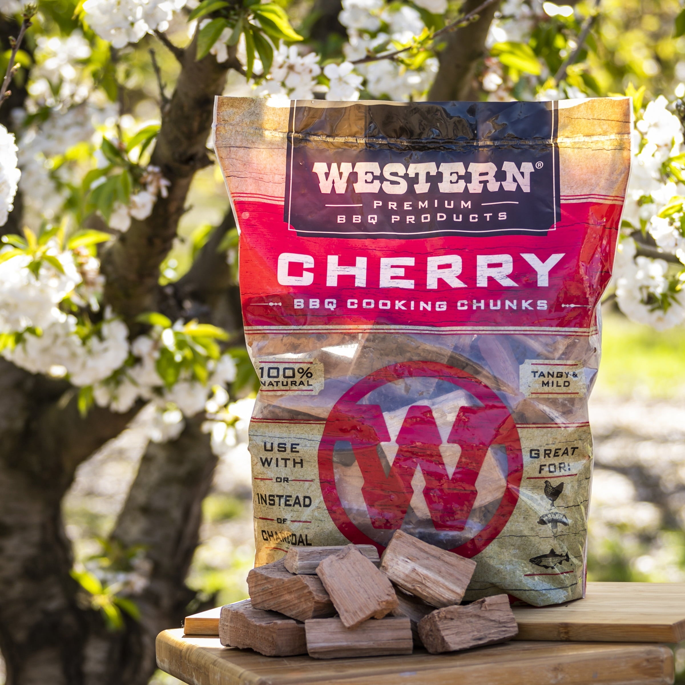 Western Premium BBQ Cherry BBQ Wood Chunks, 549 Cu in