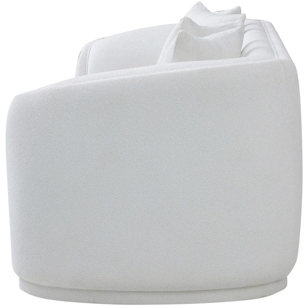 Trewe 92 in. W Round Arm Boucle Fabric Japandy Style Luxury Sofa Couch in White