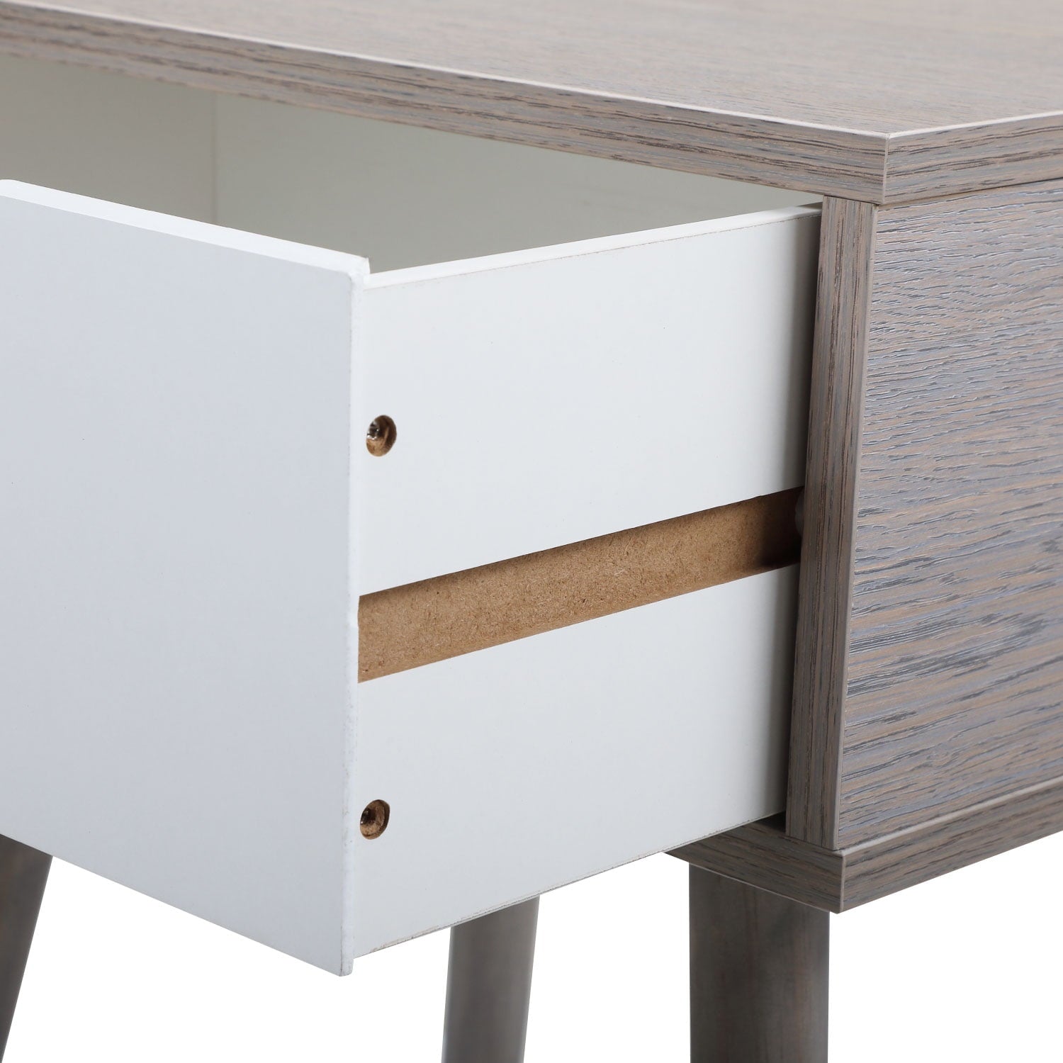 Sesslife Night Stand Set of 2, Solid Wood Legs Furniture Bedside Table, Modern End Side Table with a Drawer, Versatile Nightstand, Side Table for Home & Office, Gray+White