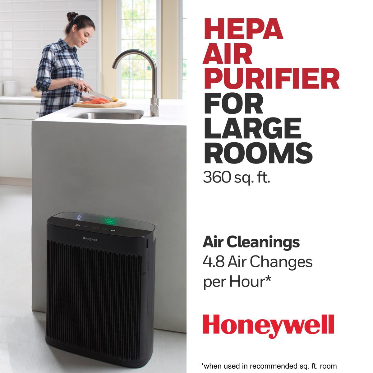 Honeywell InSight HEPA Air Purifier Allergen Reducer 360 sq ft Wildfire/Smoke, Pollen, Pet Dander, Dust, HPA5200