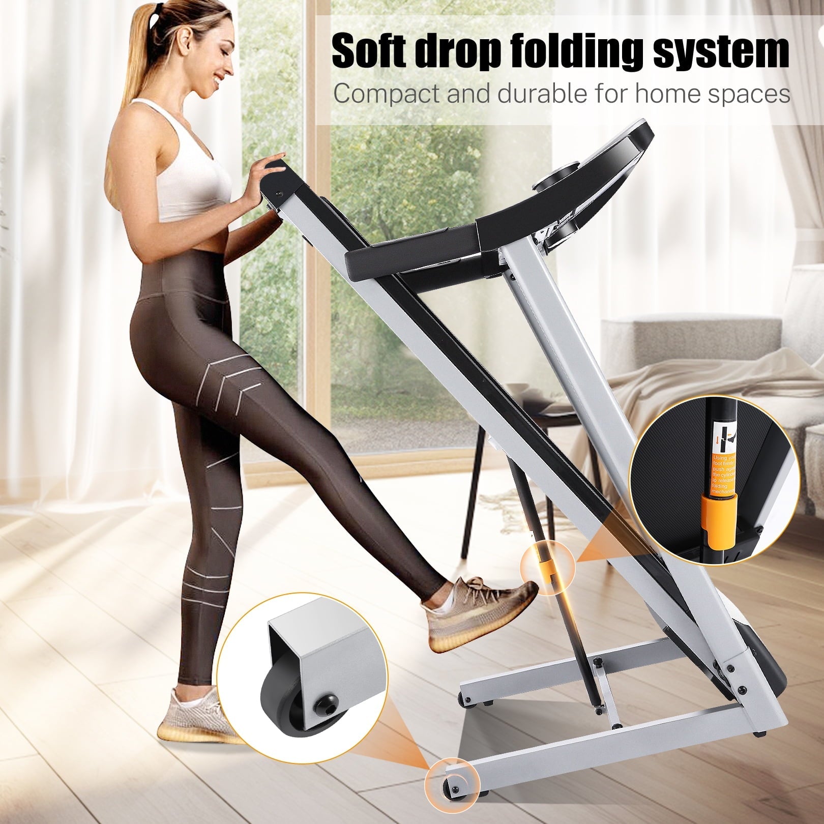 3.25HP Folding Treadmill, Incline Treadmills with 10