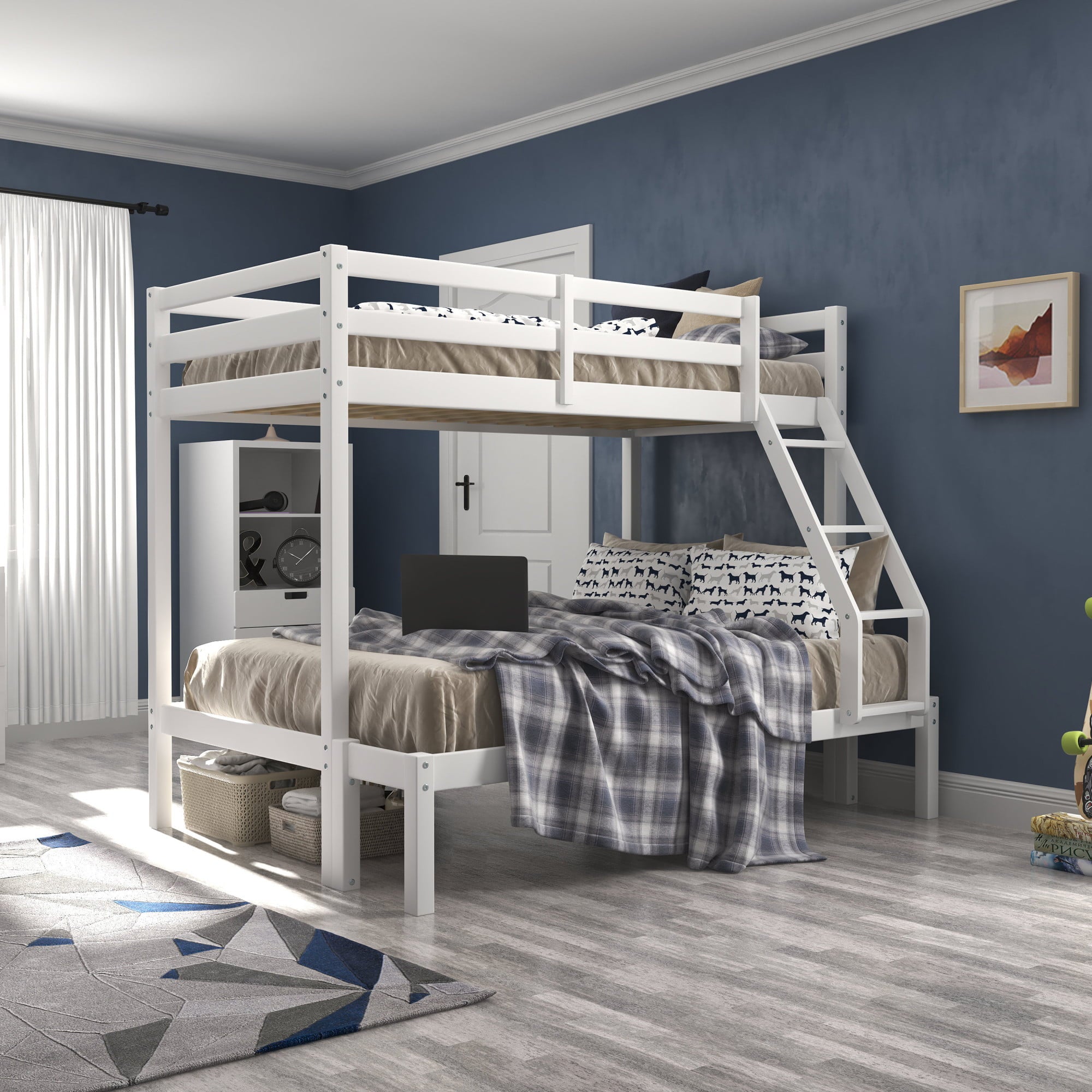 Campbell Wood Twin Over Full Convertible Bunk Bed, White