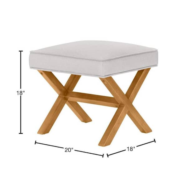 Eleanor Ottoman & Accent Stool in Solid Biscuit Beige Upholstery (20