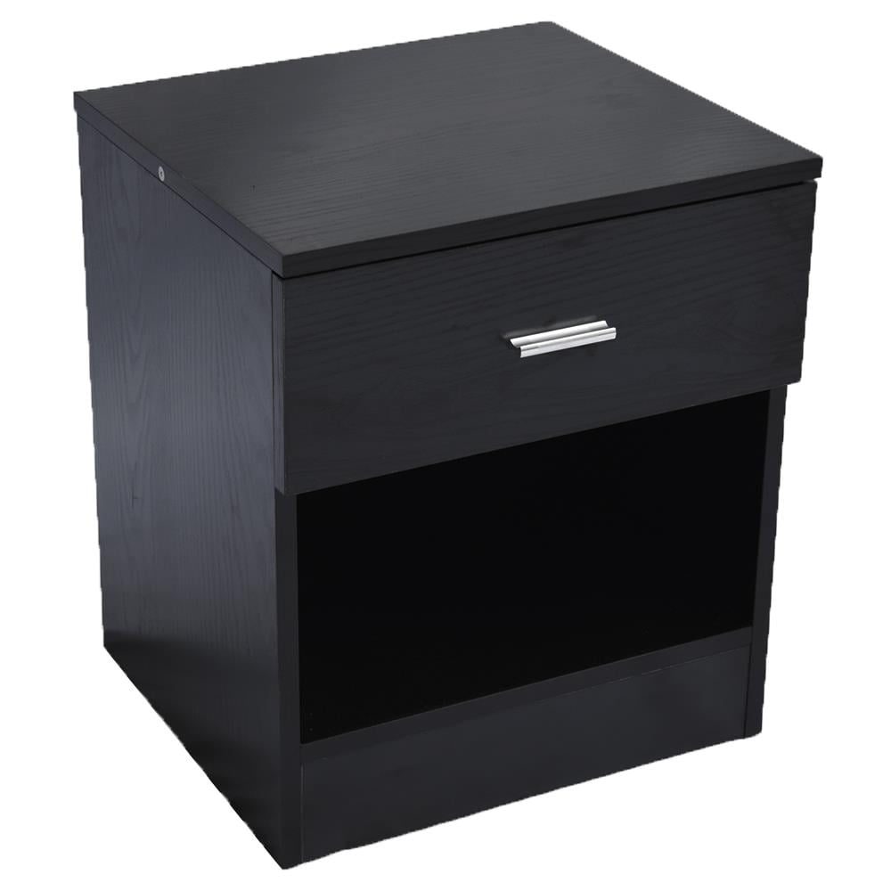 Ktaxon Night Table 1 Drawer Metal Handle Bedside Cabinet Bedroom Furniture Black