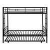 uhomepro Metal Twin Over Twin Bunk Beds with Trundle Bed, Twin Bunk Beds for Kids Adults Teens, Bunk Bed Can Be Divided Into 2 Twin Beds with Trundle, 2 Ladders, No Box Spring Need, Black