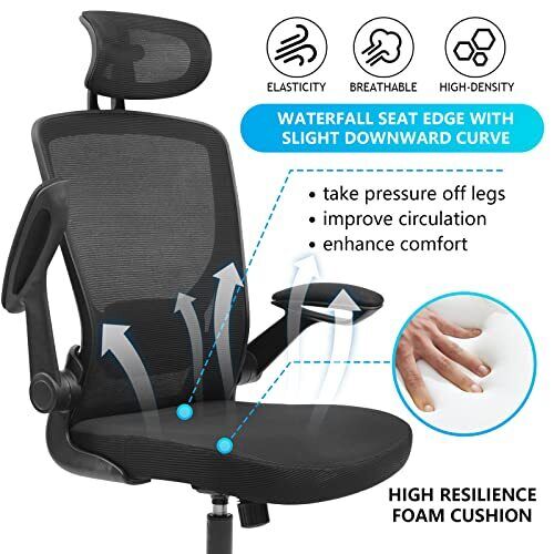 KERDOM Ergonomic Office Chair, Breathable Mesh Desk Chair with Headrest and F...