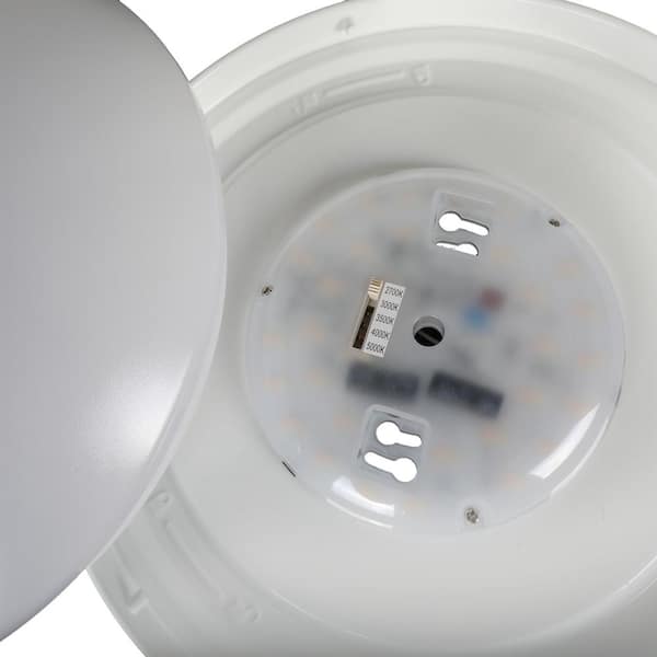 11 in. 1-Light White Selectable LED Puff Flush Mount