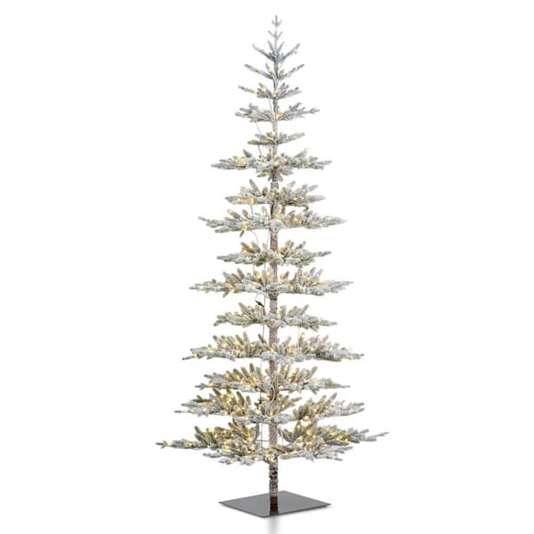 9 ft. Deluxe Pre-Lit Flocked Pine Artificial Christmas Tree with 650 Warm White Lights