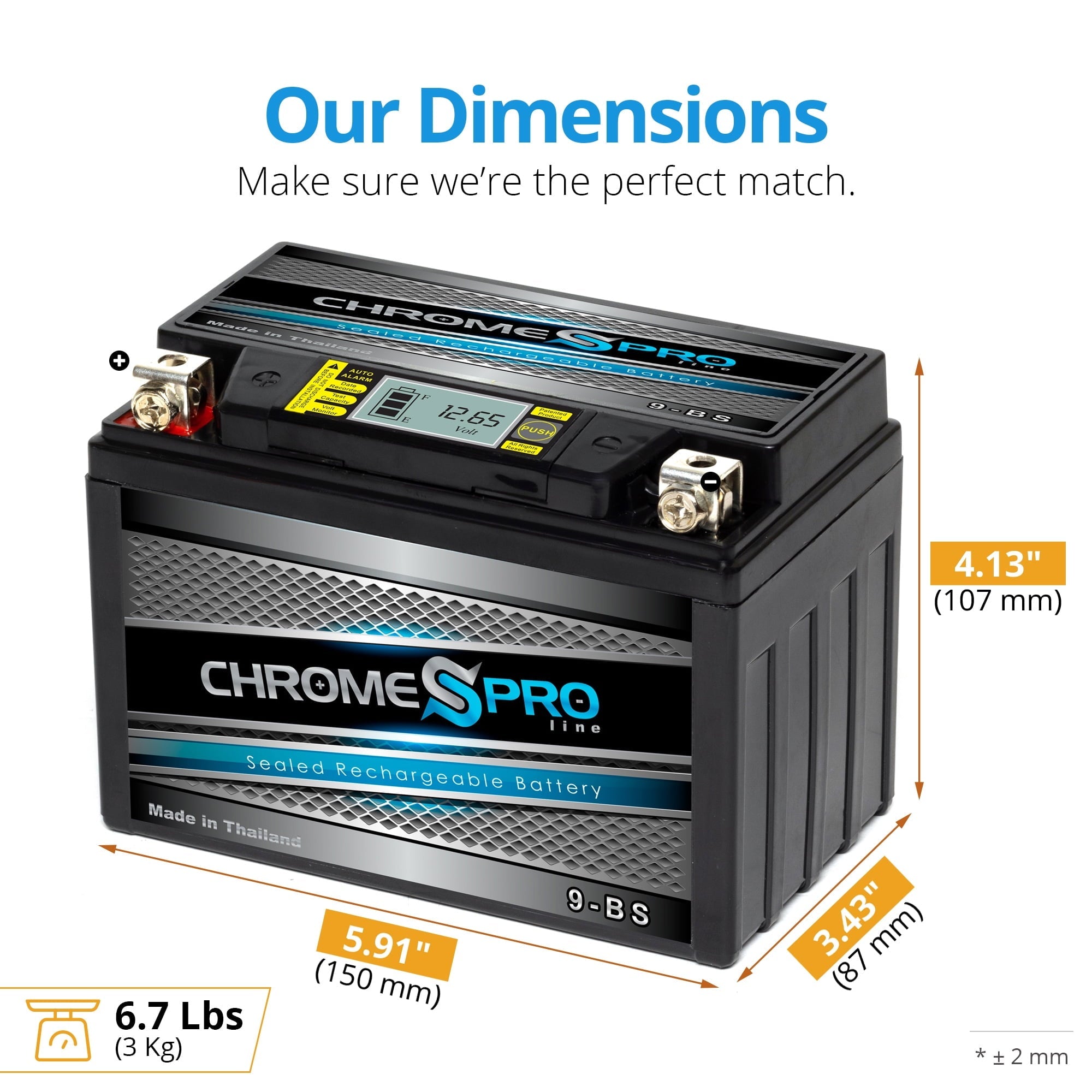 Chrome Pro Battery Ytx9-bs (9-bs 12 Volts,8 Ah, 120 Cca) iGel Motorcycle Battery for Honda 600cc Vt600c Cd Shadow Deluxe Vlx 1999