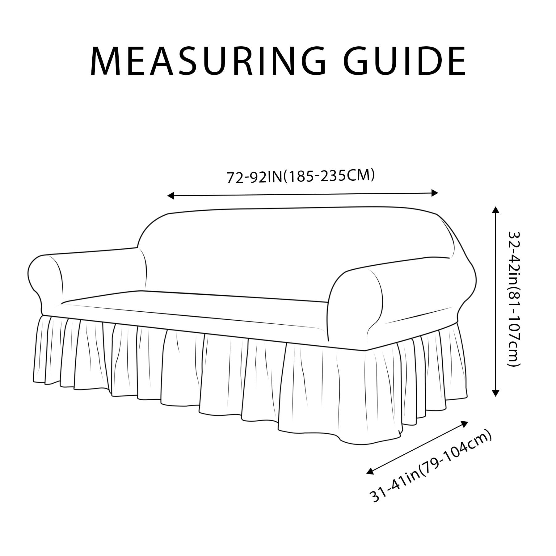 Subrtex Stretch 1-Piece Pleated Ruffled Skirt Sofa Slipcover, Wine