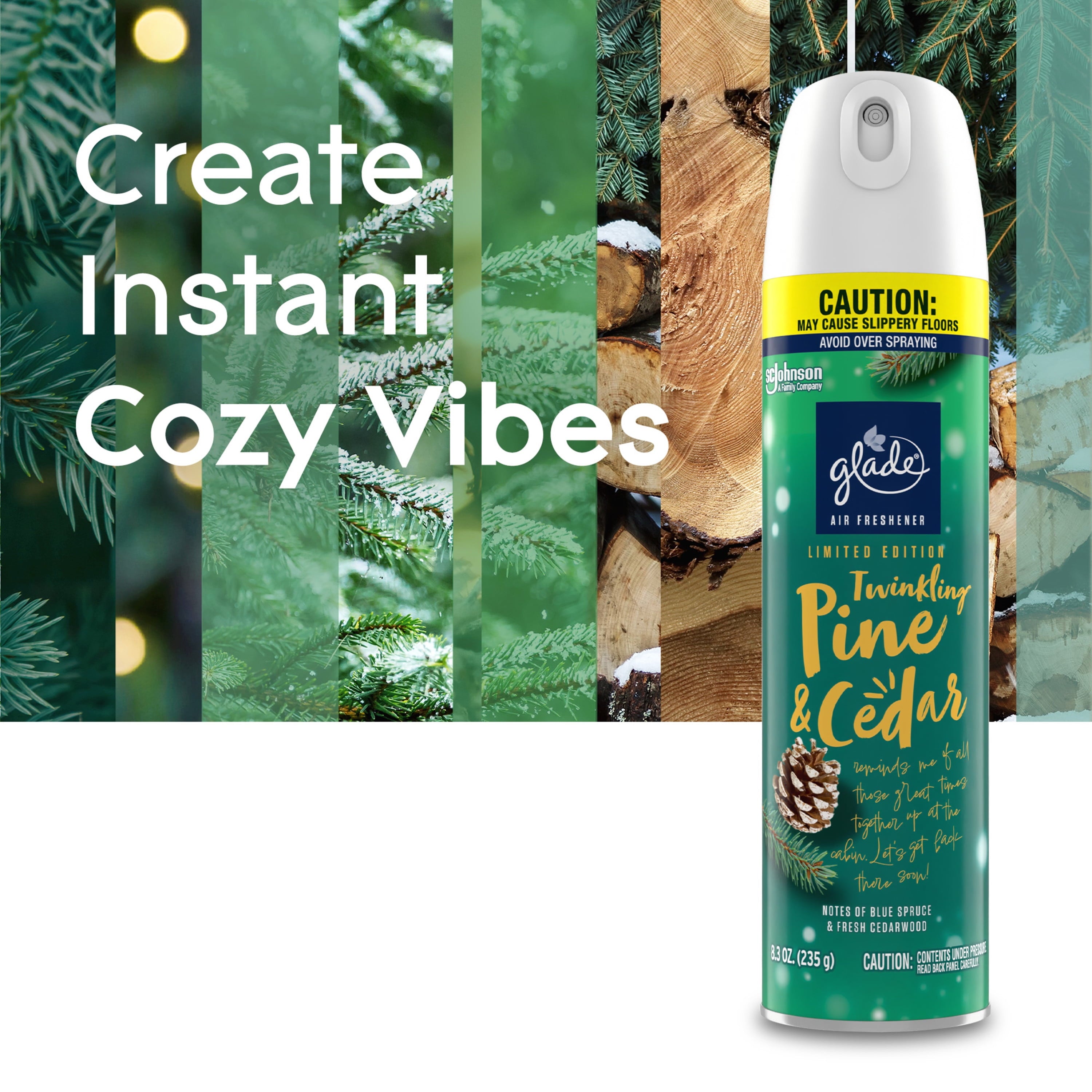 Glade Air Freshener, Aerosol Room Spray, Twinkling Pine & Cedar, 8.3 oz