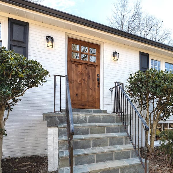 36 in. x 80 in. Craftsman 2 Panel 6-Lite w/Dentil Shelf Clear Low-E Left-Hand Unfinished Wood Alder Prehung Front Door