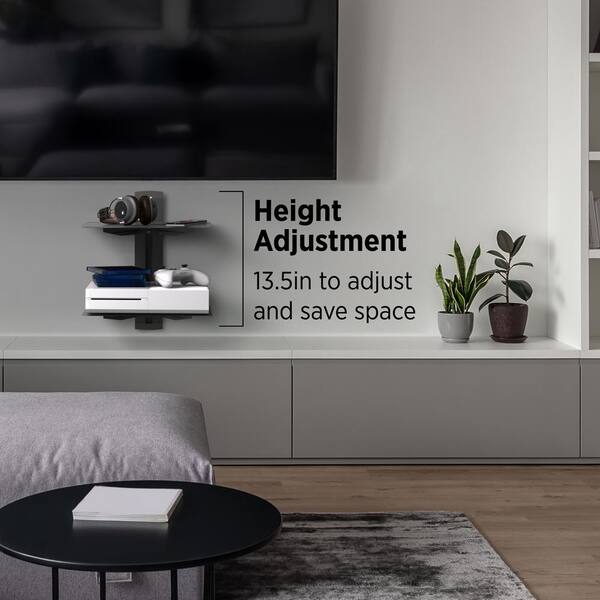 Heavy-Duty Double Tempered Glass AV Wall Shelf