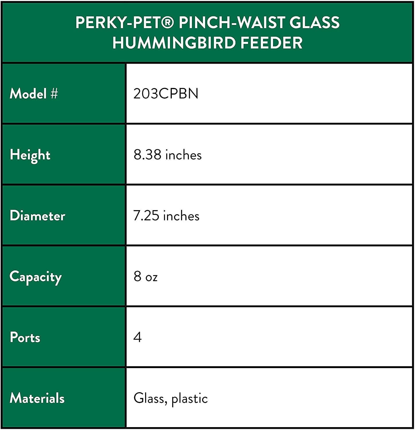 Perky-Pet 8 oz Pinch Waist Glass Hummingbird Feeder, Red