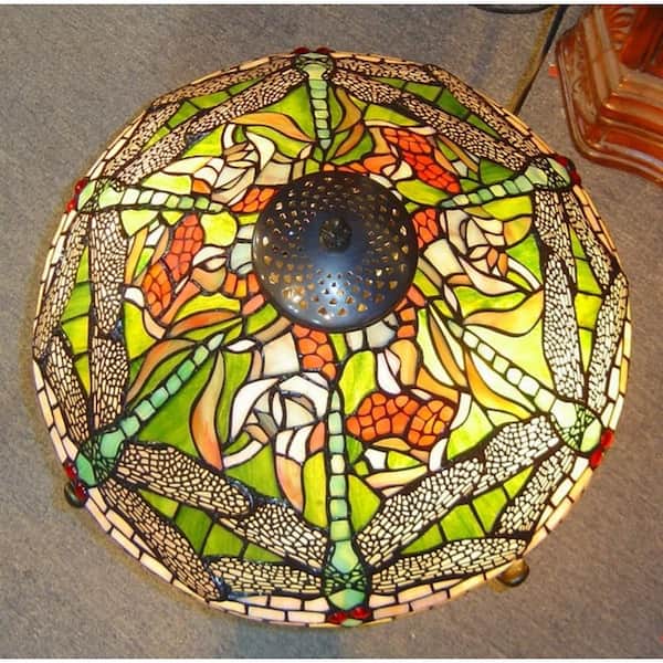 14 in. Height Tiffany Green Dragonfly Luminescent Table Lamp