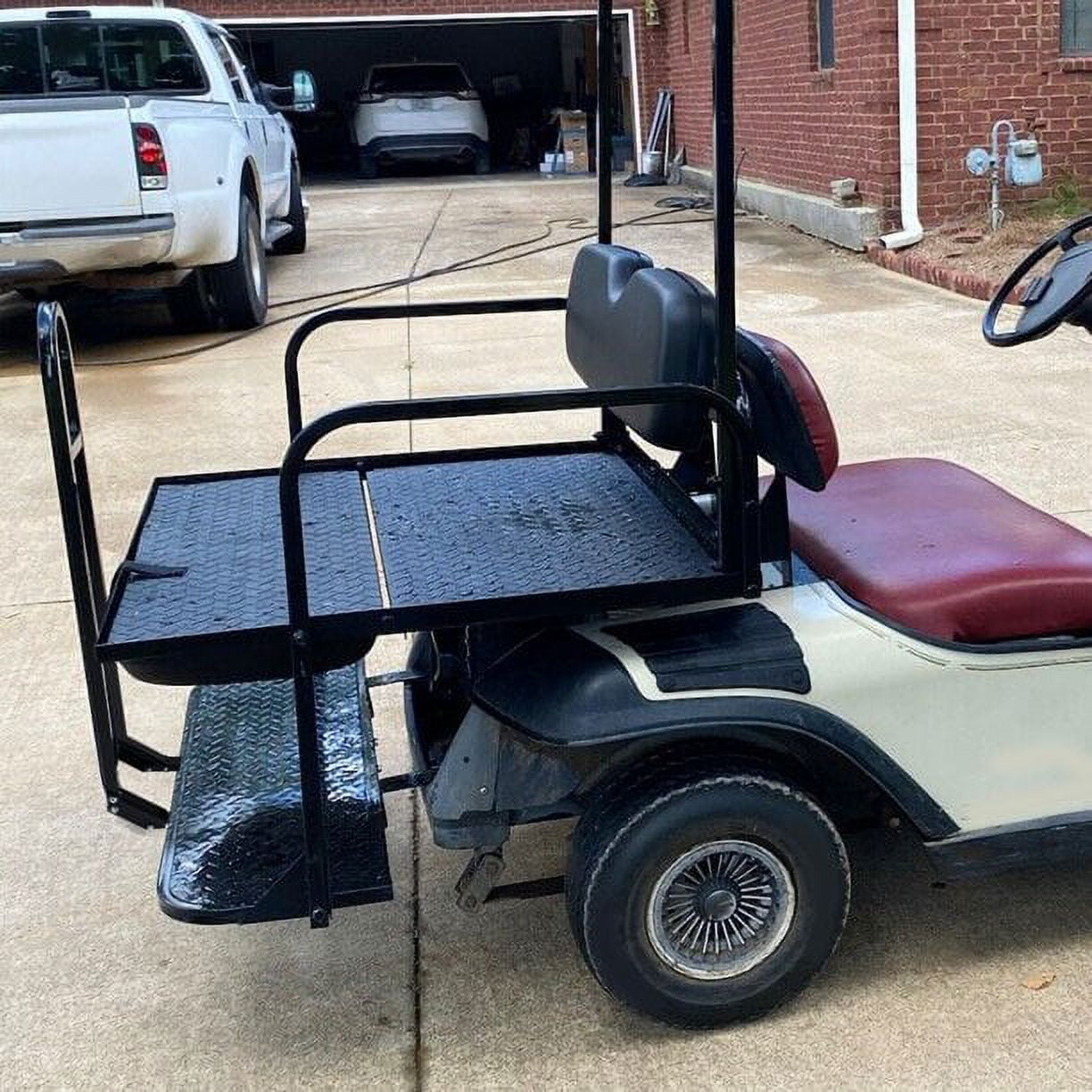 Kojem Black Flip Folding Rear Back Seat Kit & Safety Grab Bar Compatible with 1995-Up EZGO TXT Golf Cart